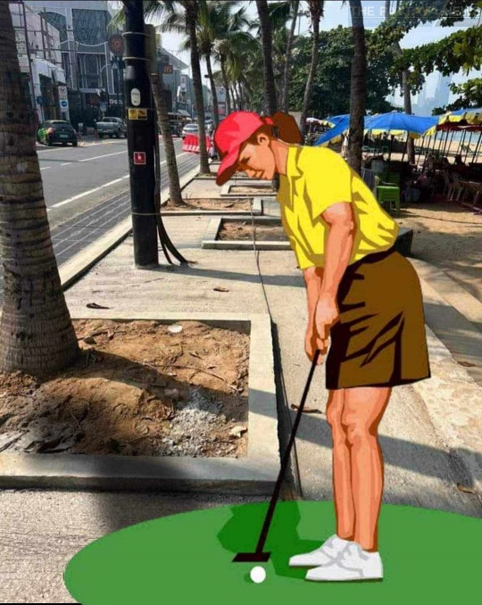 Miniature golf on the sidewalk