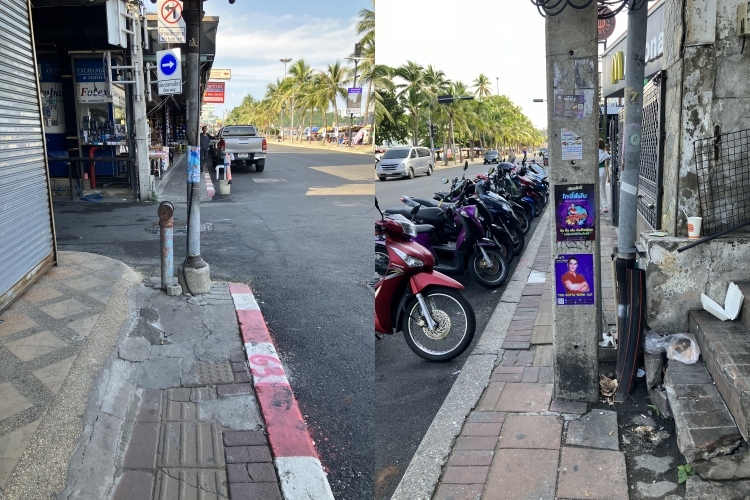 Walking hazards on the Beach road
